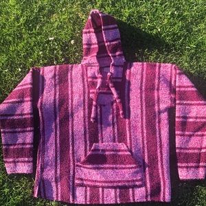vintage pink striped poncho
